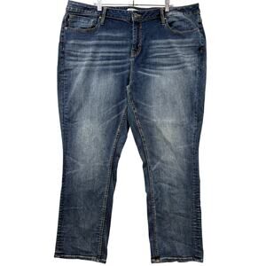 Vigoss Plus Size 24 Marley Straight Leg Jeans High Rise Stretch Medium Wash Fade